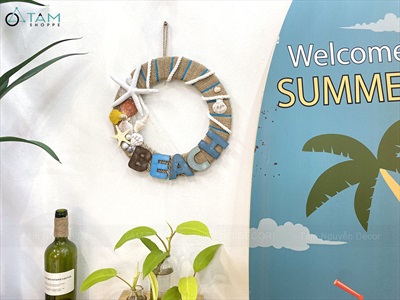 Vòng treo cửa vải bố BEACH Sao Trắng PCB [Thủ công] ĐK30cm VTC-PCB-04